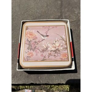 Pimpernel Cork Backed Coasters "Birds &‎ Berries" Set of 6. 4 inches
